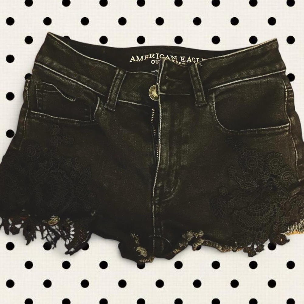 American Eagle Outfitters Black Jean Shorts with Lace